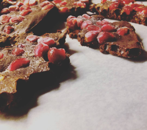 Raw Ginger Pomegranate Chocolate Bark